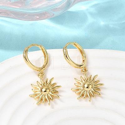 Sun Brass Hoop Earrings EJEW-H180-30A-G-1