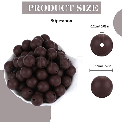 80Pcs Round Silicone Focal Beads SIL-SZ0001-24-13-1