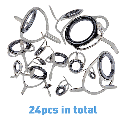 24Pcs 8 Style Ceramic High Carbon Steel Fishing Rod Guides Replacement Eye Rings AJEW-FH0003-01-1