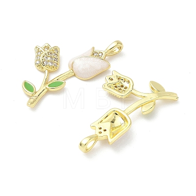 Brass Micro Pave Cubic Zirconia with Enamel Pendants KK-Z134-05G-01-1