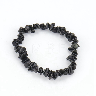 Natural Obsidian Chips Beaded Stretch Bracelet for Women LS-PW-WG72437-14-1