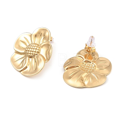 Flower 304 Stainless Steel Stud Earrings for Women EJEW-Z065-12G-01-1