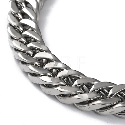 304 Stainless Steel Cuban Link Chain Necklaces with Skull Clasps NJEW-P288-22P-1