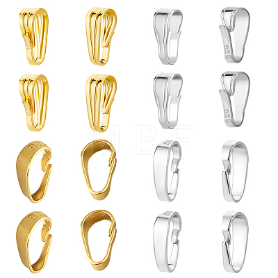 16Pcs 4 Colors 925 Sterling Silver Snap on Bails STER-PH0001-39-1