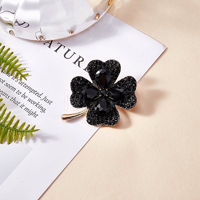 Cubic Zirconia Clover Brooch Pin JBR105F-1