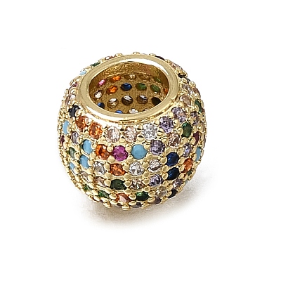 Brass Micro Pave Cubic Zirconia European Large Hole Beads KK-C262-17G-04-1
