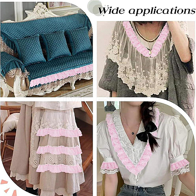 5M Double-Layer Pleated Polyester Chiffon Lace Trim OCOR-GF0006-69B-1