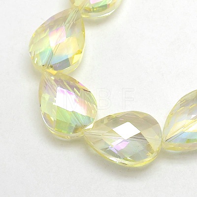 Electroplate Crystal Glass Teardrop Beads Strands X-EGLA-F067B-09-1
