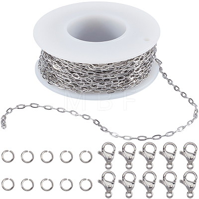 10M 304 Stainless Steel Paperclip Chains FIND-SC0012-54-1
