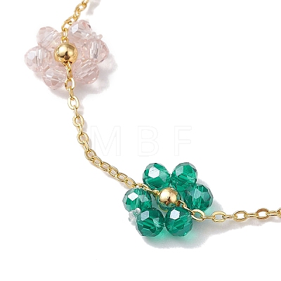 Electroplated Glass Flower Links Bracelets BJEW-JB10265-1