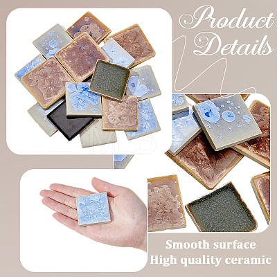 500G Square Porcelain Cabochons Mosaic Pieces Sets PORC-SP0001-26-1
