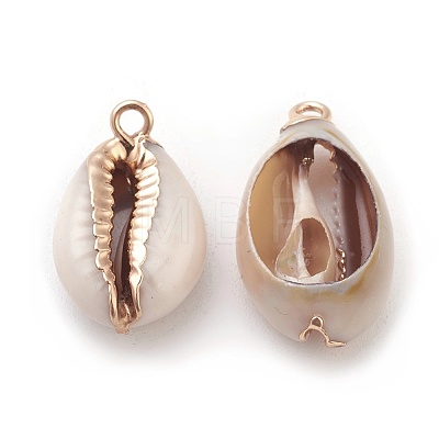 Electroplate Cowrie Shell Pendants BSHE-L037-04-1