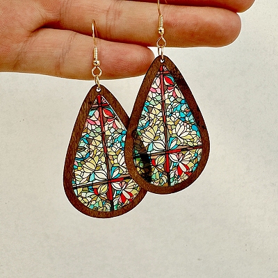 Acrylic Teardrop Dangle Earrings PW-WG3975F-05-1