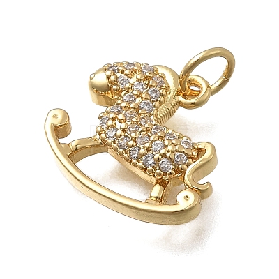 Brass Micro Pave Cubic Zirconia Pendants KK-D431-007G-1