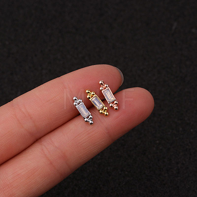 316L Surgical Stainless Steel Micro Pave Clear Cubic Zirconia Cartilage Earrings WG35DE6-05-1