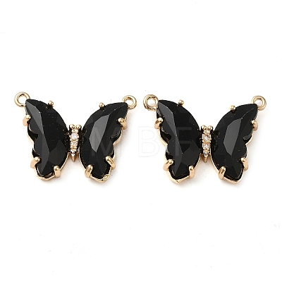 Brass Pave Faceted Glass Connector Charms FIND-Z020-03-1
