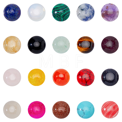 40Pcs 20 Styles Natural & Synthetic Mixed Gemstone Cabochons G-FH0001-90-1