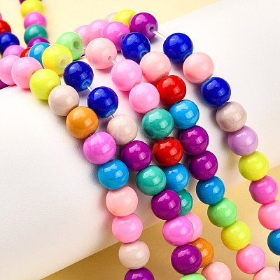 Baking Paint Glass Beads Strands DGLA-MSMC001-11-1