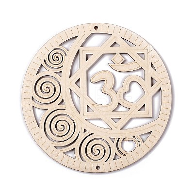 DIY Unfinished Bohemian Meditation Energy Symbol Wood Pendant Decoration Kits DIY-B060-01-1