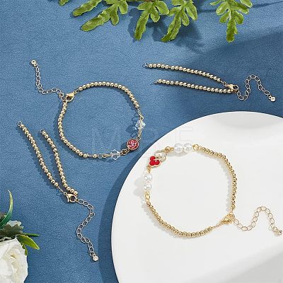  8Pcs Half Finished Brass Round Beaded Bracelets AJEW-NB0003-64-1