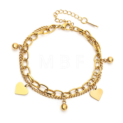 201 Stainless Steel Cable & Curb Chain Double Layeys Bracelets FS-WG1EEED-04-1