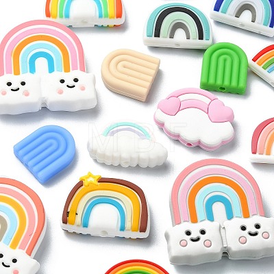 20Pcs 20 Styles Rainbow Food Grade Eco-Friendly Silicone Focal Beads SIL-CJ0001-78-1