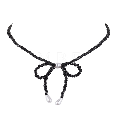 Bowknot 304 Stainless Steel Necklaces NJEW-JN04670-1