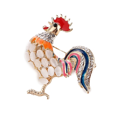 Rooster with Cat Eye Pins PW-WG79535-01-1
