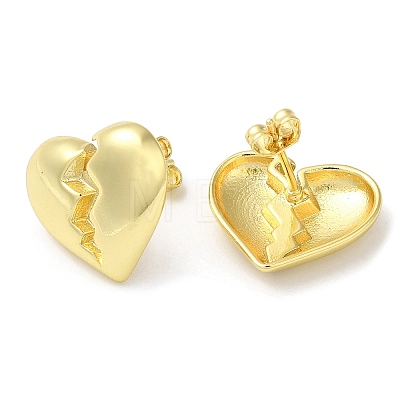 Rack Plating Brass Split Heart Stud Earrings EJEW-Q766-13G-1