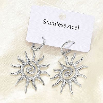 304 Stainless Steel Sun Hoop Earrings EJEW-M073-01P-1