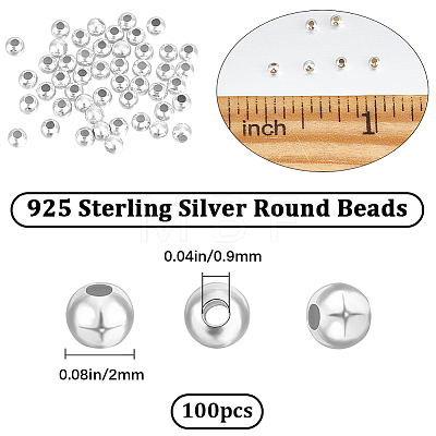 Beebeecraft Round 925 Sterling Silver Beads STER-BBC0005-39A-1