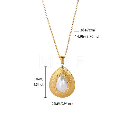 304 Stainless Steel & Imitation Pearl Pendant Necklaces for Women WGC3EE9-03-1