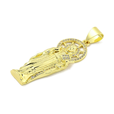 Rack Plating Brass Micro Pave Clear Cubic Zirconia Pendants KK-B091-21G-03-1