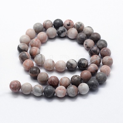 Natural Pink Zebra Jasper Beads Strands G-I199-26-6mm-1