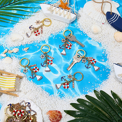20Pcs Alloy Enamel Pendant Keychain KEYC-SC00032-1
