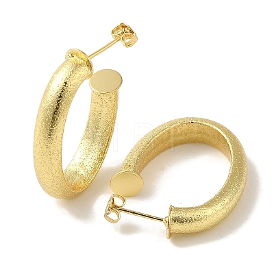 Rack Plating Texture Oval Brass Stud Earrings EJEW-P272-07G-1