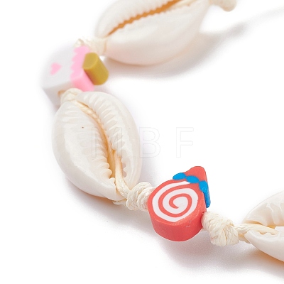 Natural Cowrie Shell Braided Bead Bracelet BJEW-JB07400-03-1