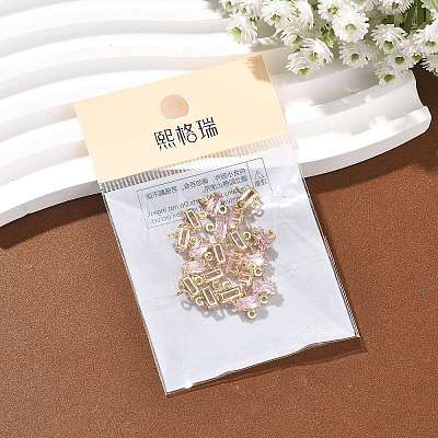 SHEGRACE Brass Pave Cubic Zirconia Rectangle Connector Charms XGRQ2O964-438B-G-1