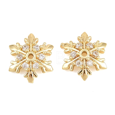 Christmas Brass Clear Cubic Zirconia Beads KK-B186-03G-1