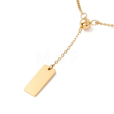 Ion Plating(IP) 304 Stainless Steel Ball with Rectangle Pendant Necklace for Women NJEW-P262-12G-1