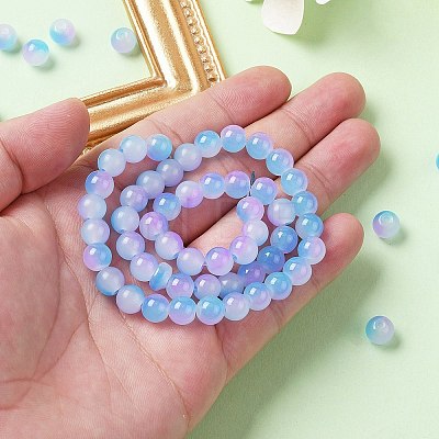 Baking Painted Imitation Jade Glass Round Bead Strands DGLA-YW0001-19A-1