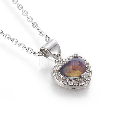 Temperature Changing Color Glass Pendant Necklaces NJEW-I230-04-1