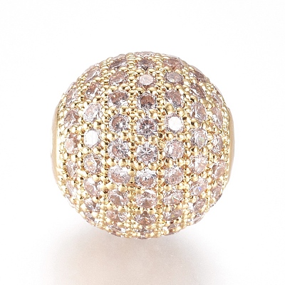 CZ Jewelry Brass Micro Pave Cubic Zirconia Round Beads ZIRC-M024-06G-1