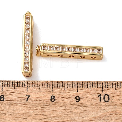 Brass Micro Pave Clear Cubic Zirconia Twister Clasps KK-K422-16G-1