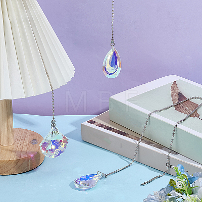 3Pcs 3 Styles Glass Charms Ceiling Fan Pull Chain Extenders HJEW-SP0001-81-1