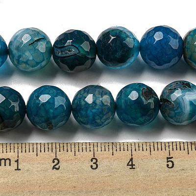 Faceted Natural Dragon Veins Agate Beads Strands G-F447-12mm-P05-1