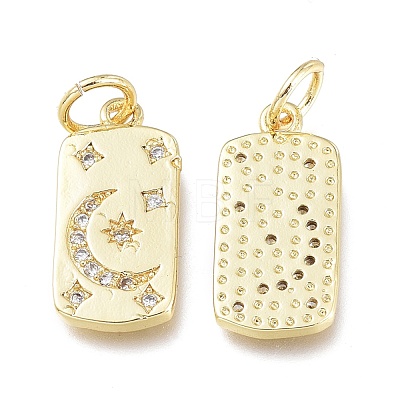 Brass Micro Pave Clear Cubic Zirconia Charms ZIRC-L076-054G-1