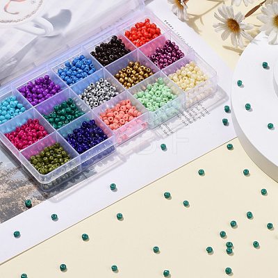 180G 15 Colors Baking Paint K9 Glass Seed Beads SEED-JQ0003-01C-4mm-1