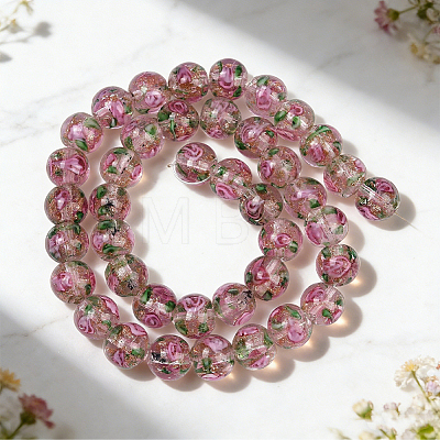 1 Strand Handmade Glod Sand Lampwork Beads Strands LAMP-PA0001-77C-1