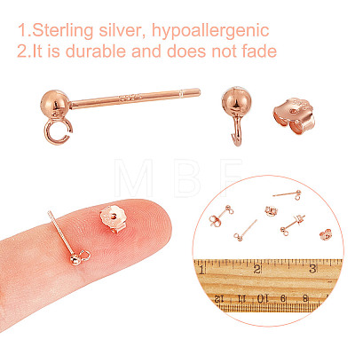 5Pairs 925 Sterling Silver Ear Stud Findings FIND-GO0002-66RG-1